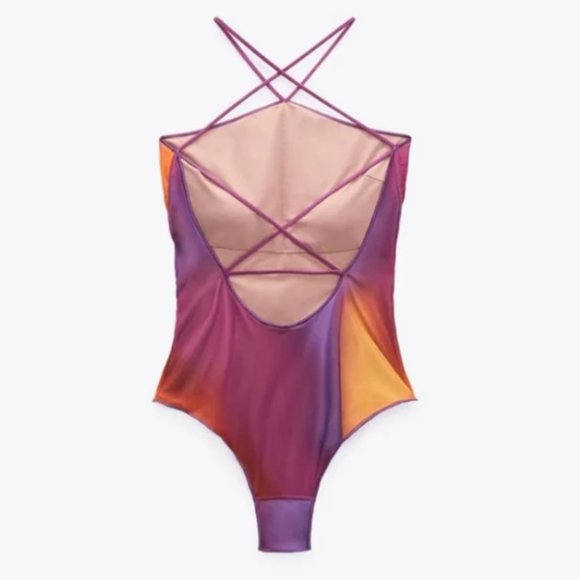 Zara Printed Tulle Swimsuit, Multicolour, NWT, S - Picture 3 of 9